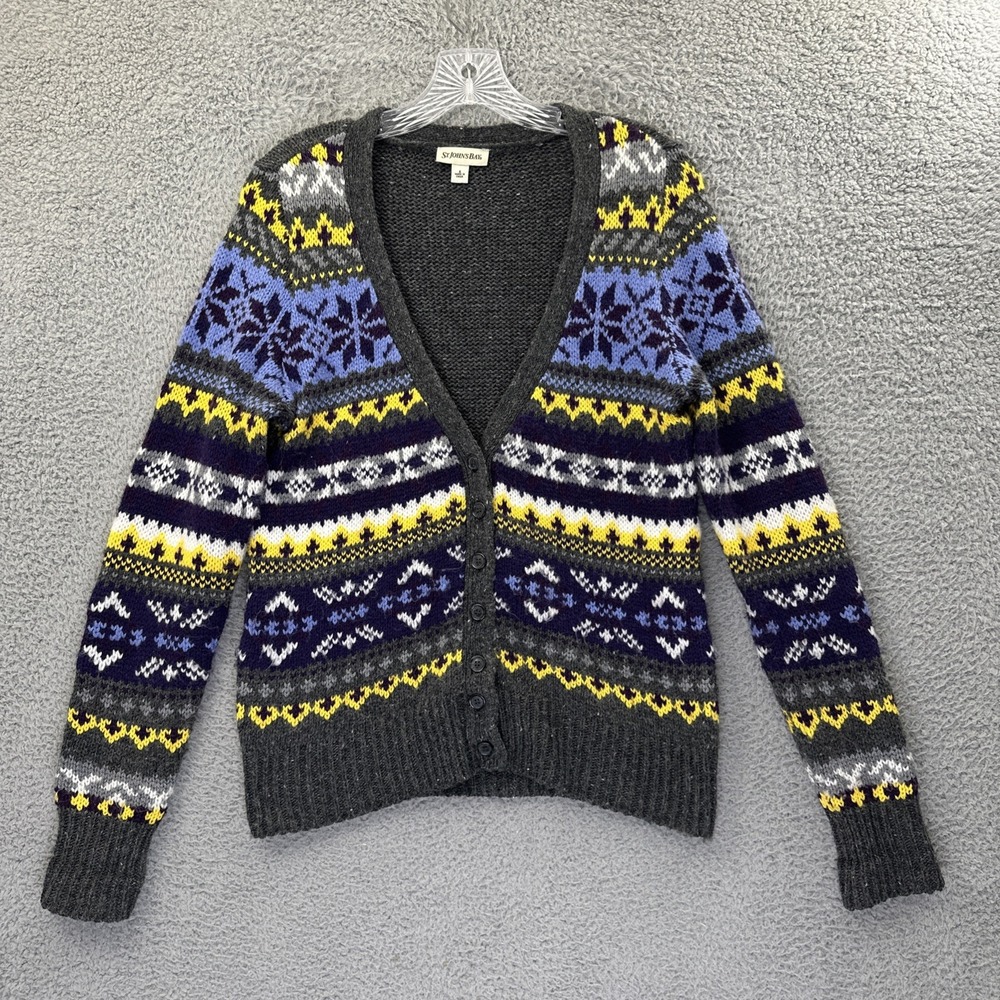 Vintage Y2K‎ St John's Bay Fair Isle Cardigan Sweater Retro 90s Women's Small